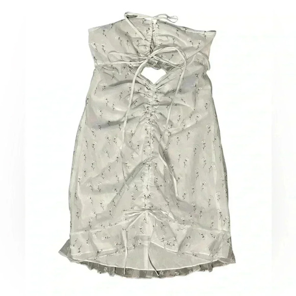NWT For Love and Lemons Strapless Mini Dress Tie Front Embroidered Size Large - Picture 1 of 5
